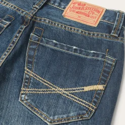 Stetson 1014 Fit Destructed Dark Wash Jeans Blue New
