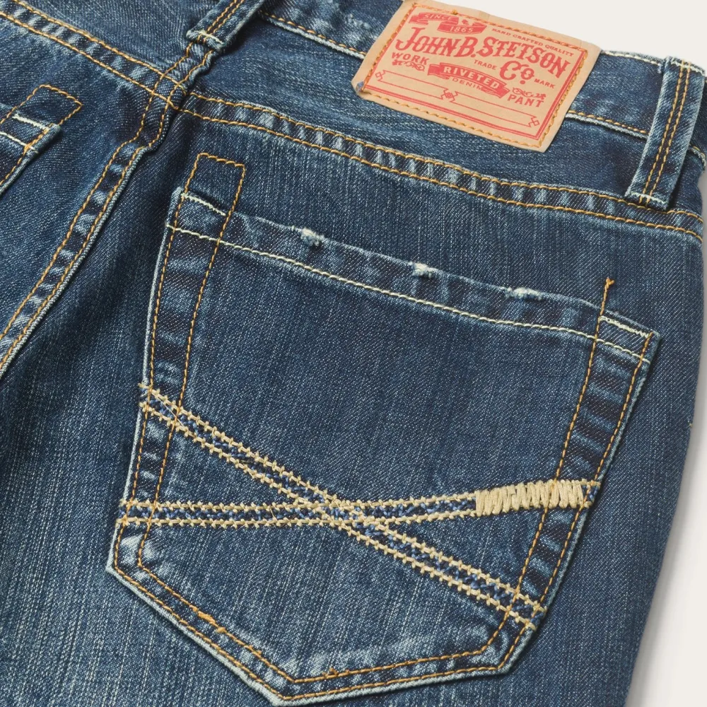 Stetson 1014 Fit Destructed Dark Wash Jeans Blue New