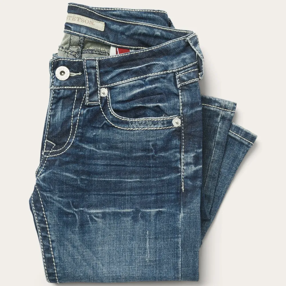Stetson 816 Fit Jeans With White "S" Back Pocket Blue
