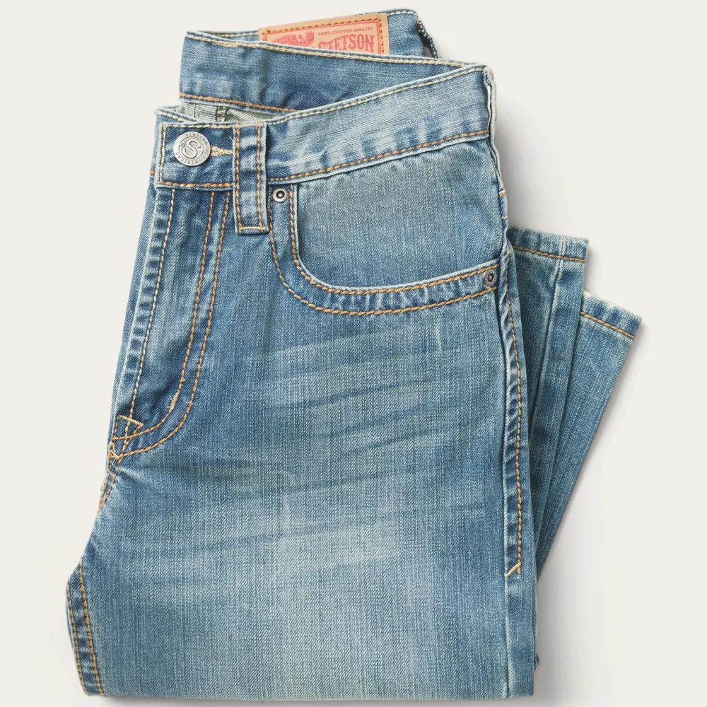 Stetson 1520 Fit Light Wash Jeans With Tacking Blue Outlet
