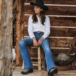 Stetson 921 High Rise Flare Jeans Blue