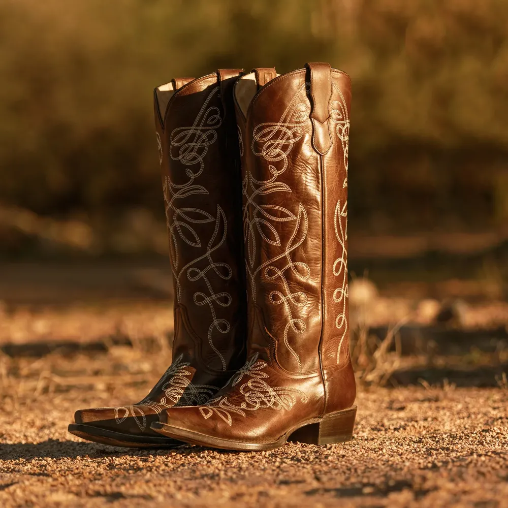 Stetson Adeline Burnished Back Zip Cowboy Boot Brown Online