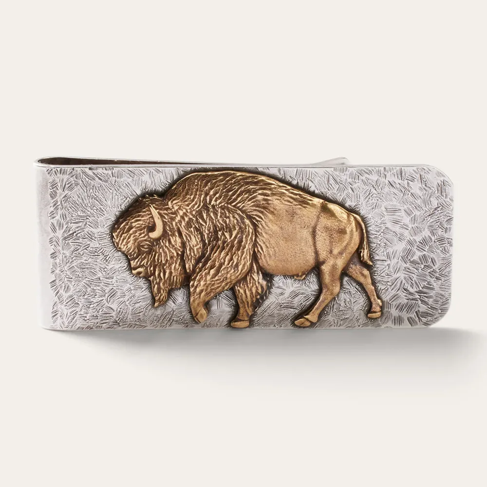 Stetson American Buffalo Money Clip Sterling Silver/Brass Hot