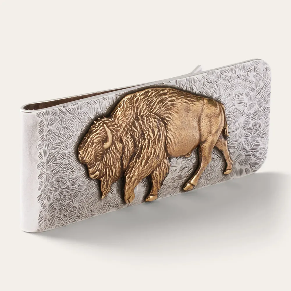 Stetson American Buffalo Money Clip Sterling Silver/Brass Hot