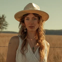 Stetson Andromeda Vented Straw Fedora Natural Sale
