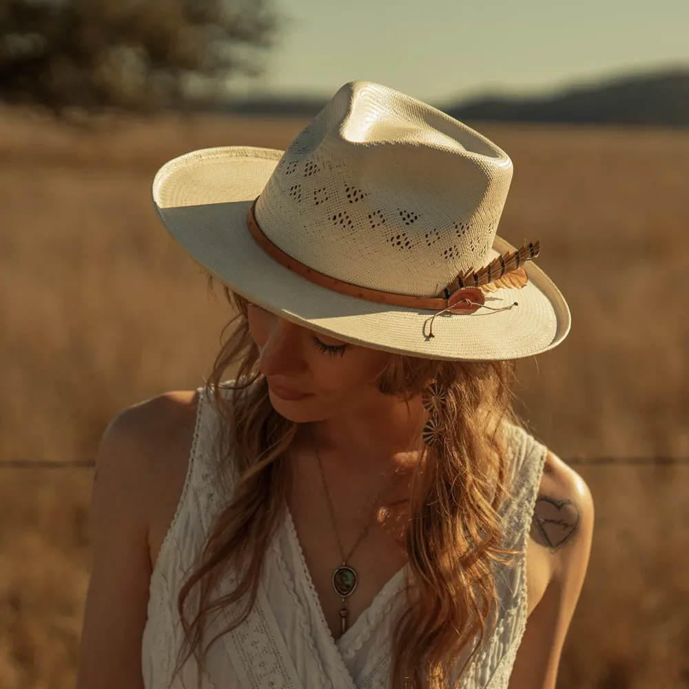 Stetson Andromeda Vented Straw Fedora Natural Sale