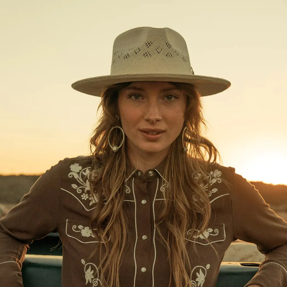 Stetson Andromeda Vented Straw Fedora Natural Sale