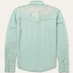 Stetson Aqua Rayon Crepe Western Blouse Blue Online