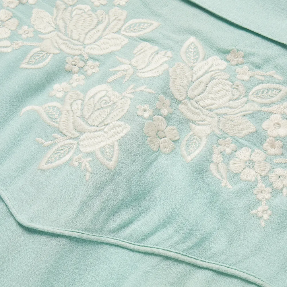 Stetson Aqua Rayon Crepe Western Blouse Blue Online