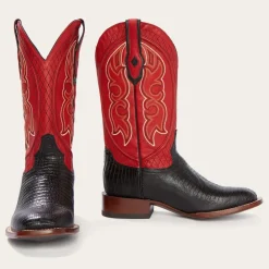 Stetson Arlington Teju Red Matte Cowboy Boot Black Clearance