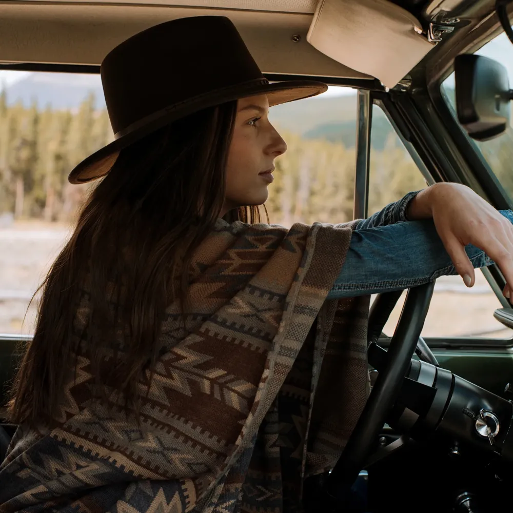 Stetson Aztec Print Sweater Poncho Multi