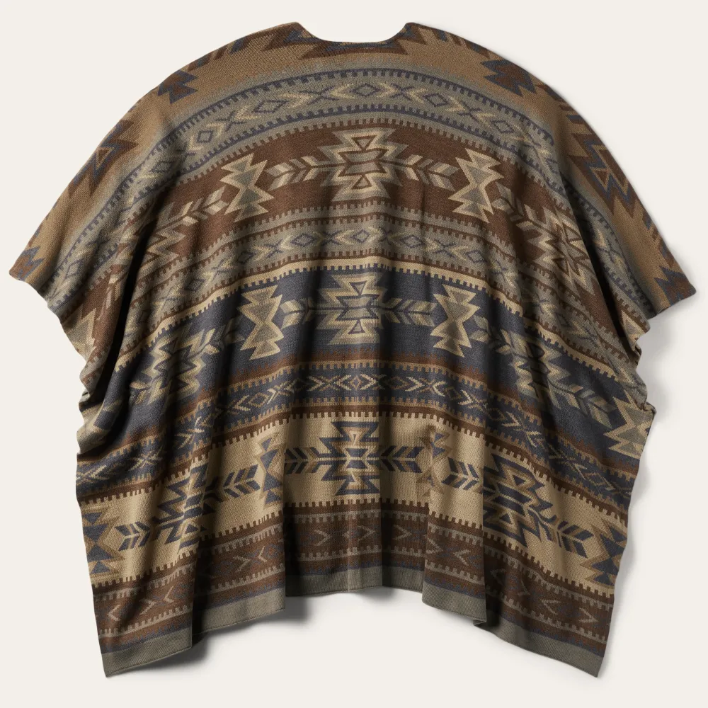 Stetson Aztec Print Sweater Poncho Multi