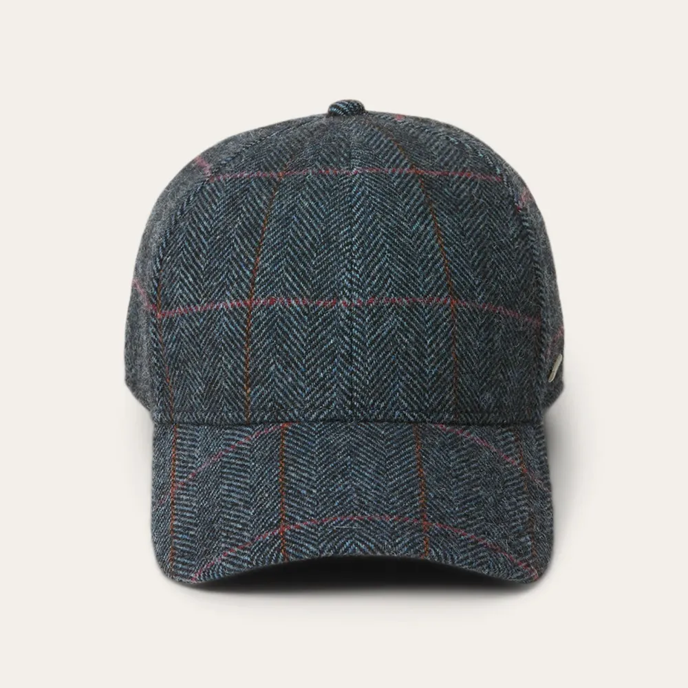 Stetson Baseball Cap Wool Blue Herringbone Clearance