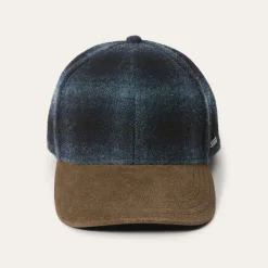 Stetson Baseball Cap Wool Blue Check Clearance
