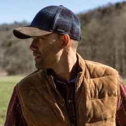 Stetson Baseball Cap Wool Blue Check Clearance