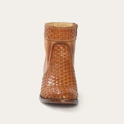 Stetson Basketweave Side Zip Ankle Boot Brown Hot