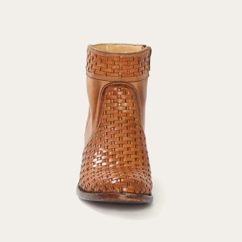 Stetson Basketweave Side Zip Ankle Boot Brown Hot