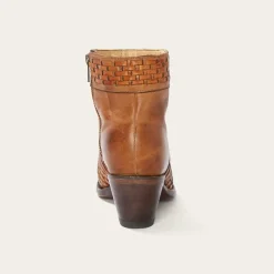 Stetson Basketweave Side Zip Ankle Boot Brown