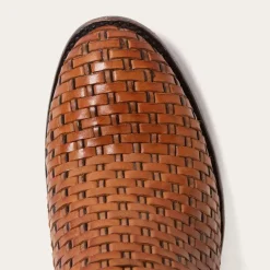 Stetson Basketweave Side Zip Ankle Boot Brown