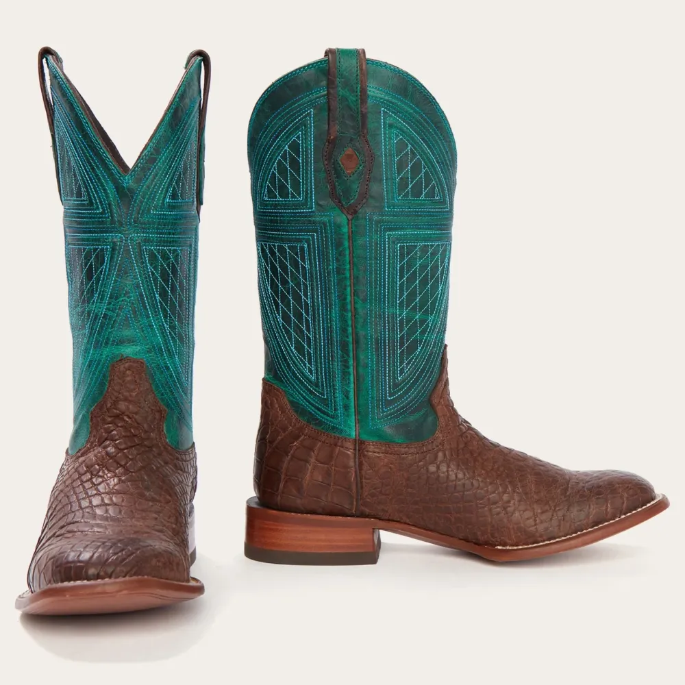 Stetson Big Horn Tobacco Alligator Cowboy Boot Brown
