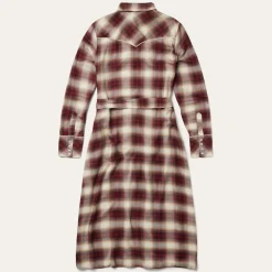 Stetson Black Cherry Plaid Shirt Dress Red