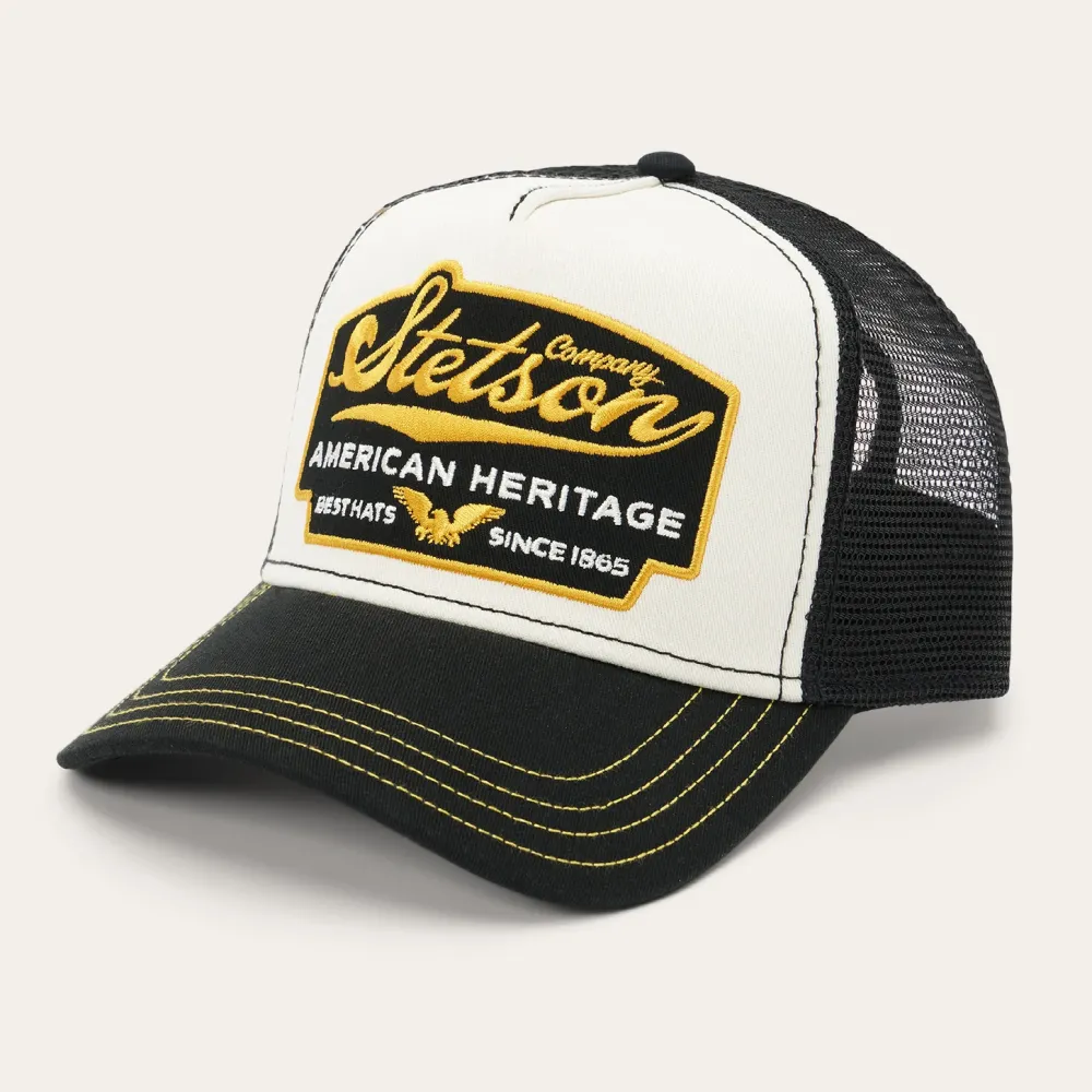 Stetson Black Script Heritage Trucker Cap Black/White Clearance