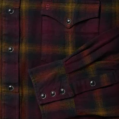 Stetson Black Plaid Flannel Western Shirt Wine Best