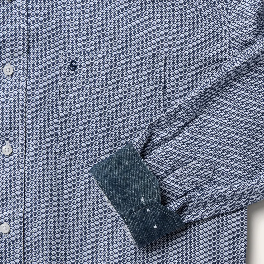 Stetson Deco Geo Print Button Front Shirt Blue Best