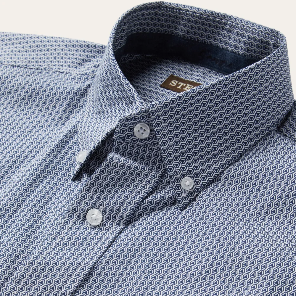 Stetson Deco Geo Print Button Front Shirt Blue Best