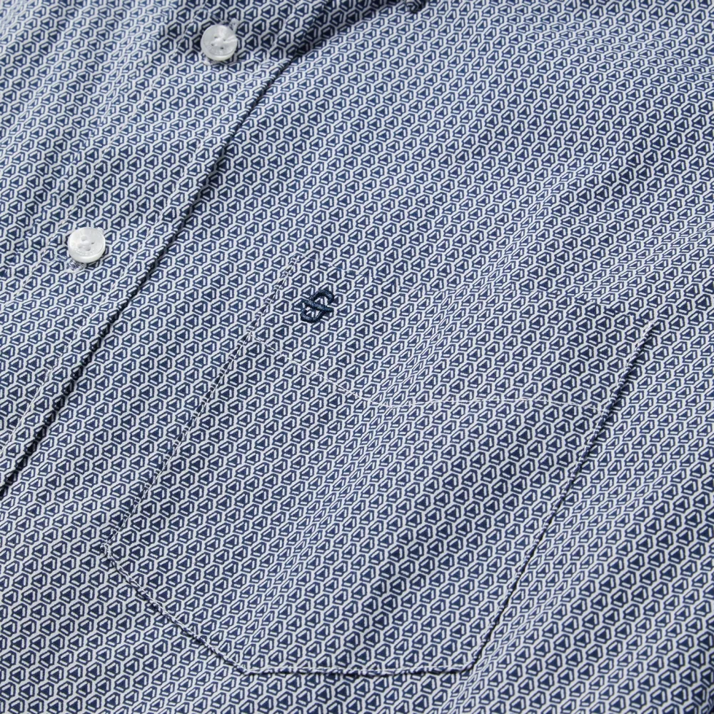 Stetson Deco Geo Print Button Front Shirt Blue Best