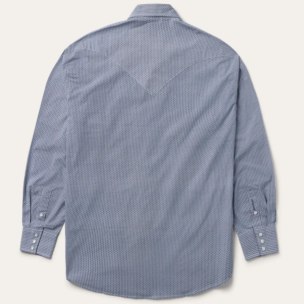 Stetson Deco Geo Print Western Shirt Blue New