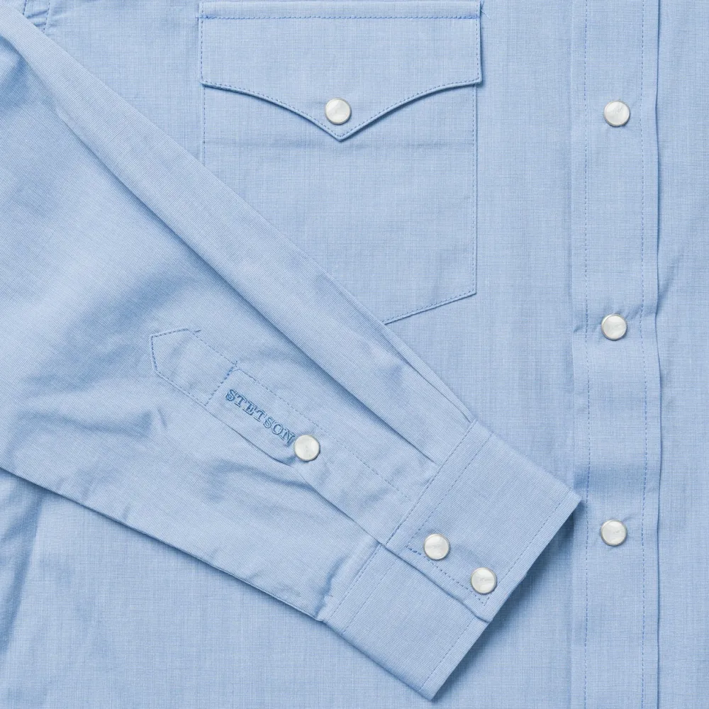 Stetson End On End Solid Shirt Blue Outlet