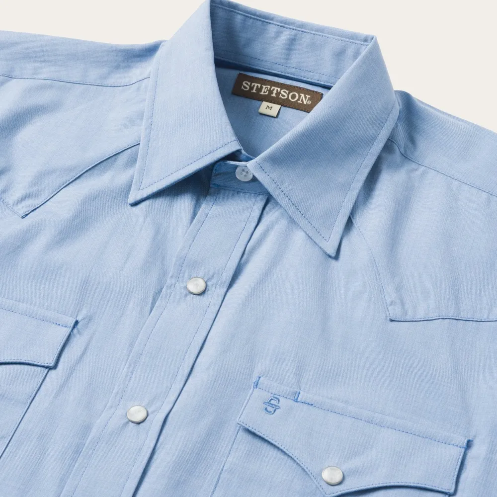 Stetson End On End Solid Shirt Blue Hot