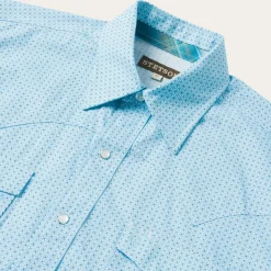 Stetson Lattice Print Western Shirt Blue Best
