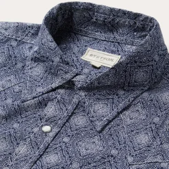 Stetson Medallion Print Western Shirt Blue Clearance