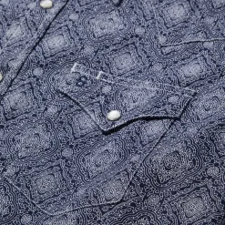 Stetson Medallion Print Western Shirt Blue Clearance