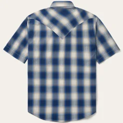 Stetson Ombre Plaid Short Sleeve Western Shirt Blue Best