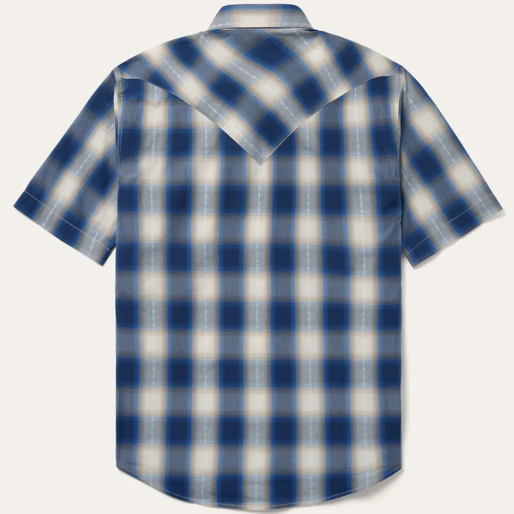 Stetson Ombre Plaid Short Sleeve Western Shirt Blue Best