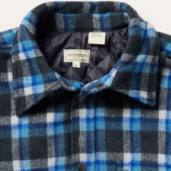 Stetson Plaid Quilted Shirt Jacket Blue
