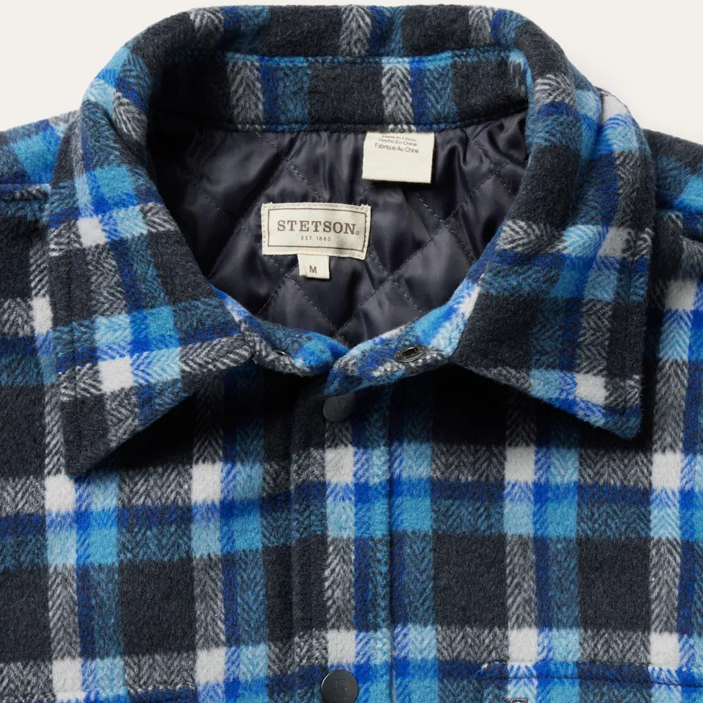 Stetson Plaid Quilted Shirt Jacket Blue