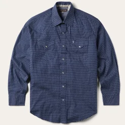 Stetson Polaris Geo Print Western Shirt Blue Clearance