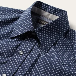 Stetson Polaris Geo Print Western Shirt Blue Clearance