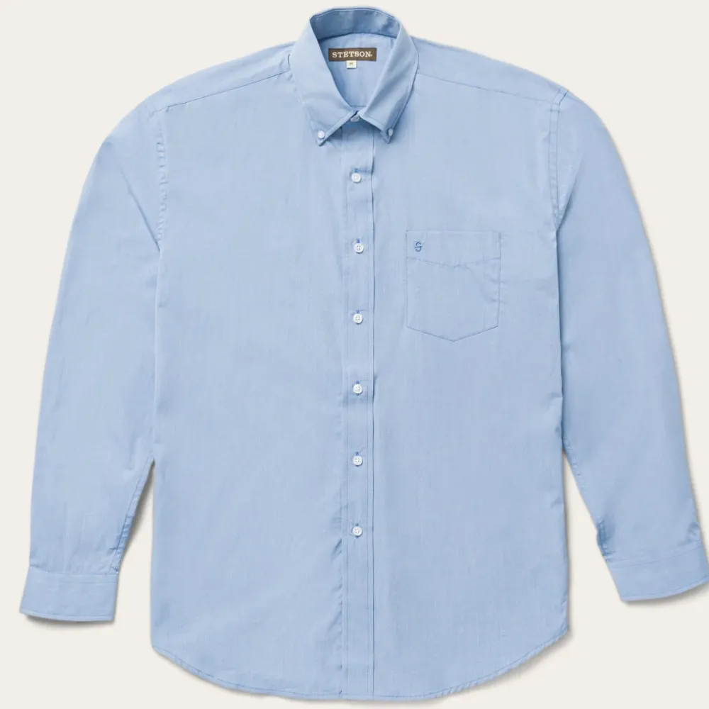 Stetson Solid One-Pocket Snap-Front Shirt Blue Online