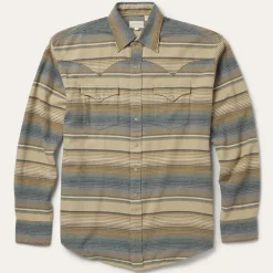 Stetson Stripe Flannel Western Shirt Blue Outlet
