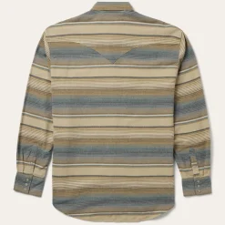 Stetson Stripe Flannel Western Shirt Blue Outlet