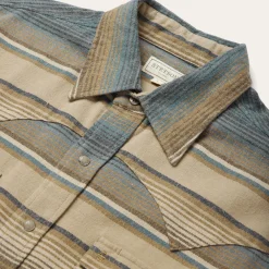 Stetson Stripe Flannel Western Shirt Blue New