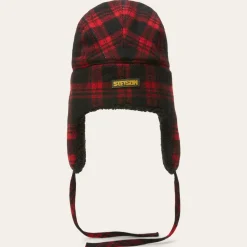 Stetson Bomber Cap Shadow Plaid Red/Black Check Clearance