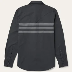 Stetson Border Stripe Twill Western Shirt Black Discount