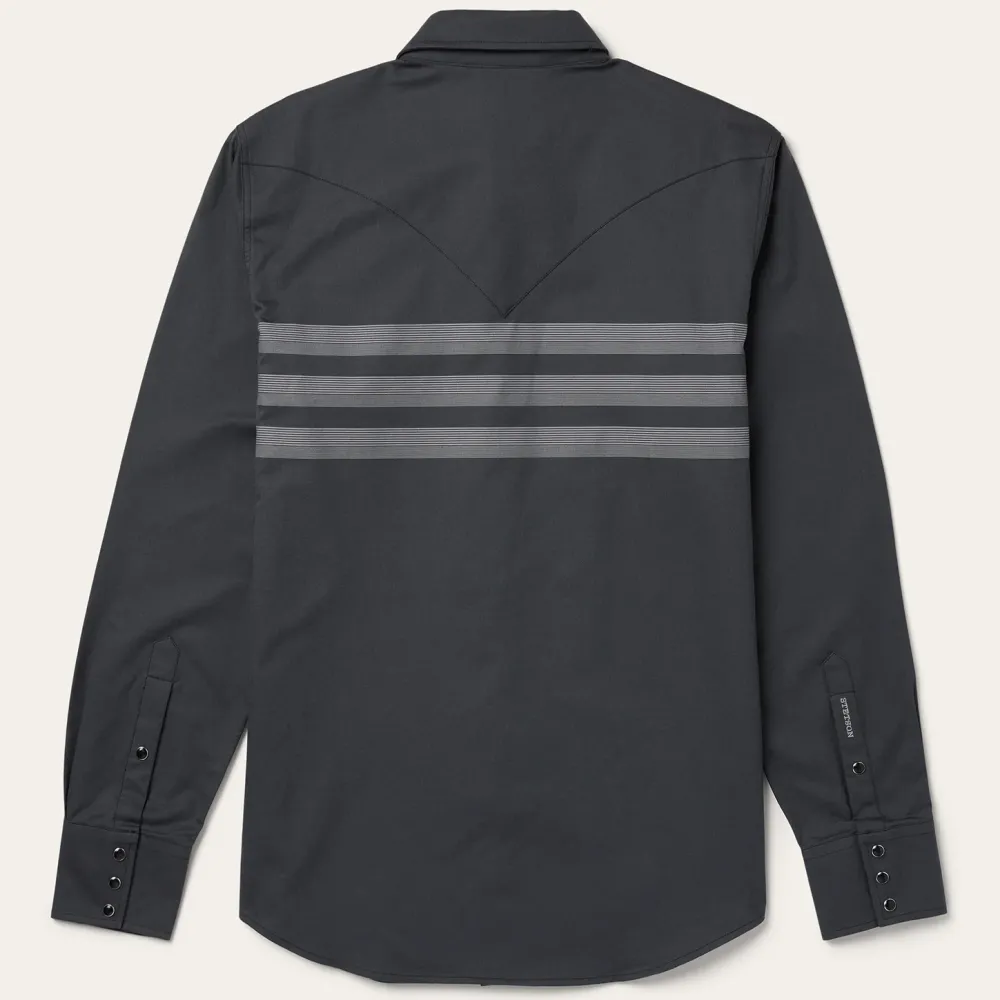 Stetson Border Stripe Twill Western Shirt Black Sale
