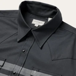 Stetson Border Stripe Twill Western Shirt Black Sale